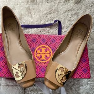 Tory Burch Square-Toe Flat-Soft patent calf